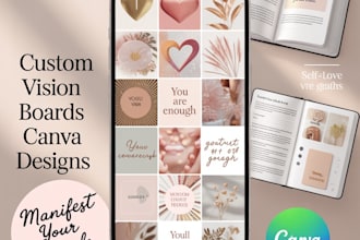 do aesthetic digital vision board, self love vision board, canva ebook