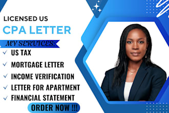 a US CPA income verification comfort ownership letter for a mortgage or lease