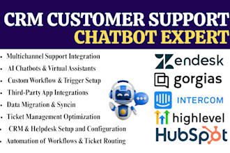 setup gorgias zendesk hubspot intercom gohighlevel CRM with automation ai agent