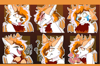 draw custom cute furry stickers for telegram, discord, merch, or print