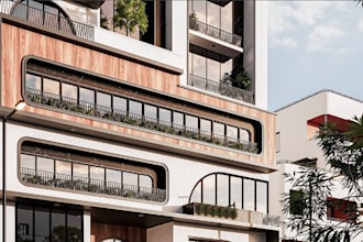renew 3d modern smart house, facade exterior,sweet home ,storey apartment render