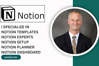 setup custom notion template notion consultant and notion planner expert, notion