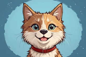 draw your cat, dog, or any pet into cartoon vector portrait