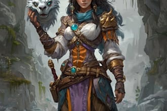 do your fantasy dnd character concept art dnd party map game