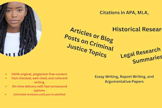 write content and research on criminal law, history, and criminal justice