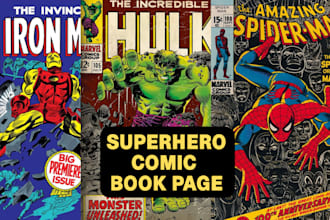 draw superhero comic page in marvel or dc style as a pro comic artist