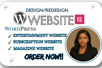 wordpress website design for entertainment news magazine subscription elementor