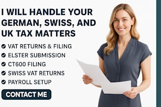 handle your german, swiss, and UK tax matters  vat returns, elster, ct600