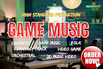 write, sing and compuse your folk, rock, synth wave, cinimatic, game music 8bit