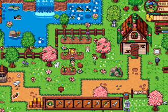 do 2d pixel tileset topdown sprite sheet tile map rpg game character game asset