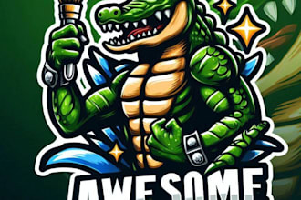make amazing awesome crocodile mascot logo