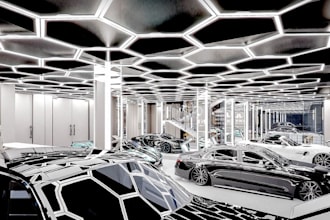 renovate 3d car showroom interior design,car park,d5 rendering ,cgi model,office