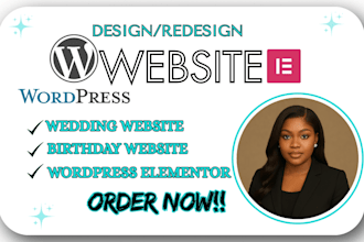 wordpress website design for wedding, birthday website wordpress elementor