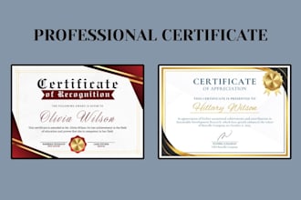 design completion, graduation, award certificate for etsy digital products