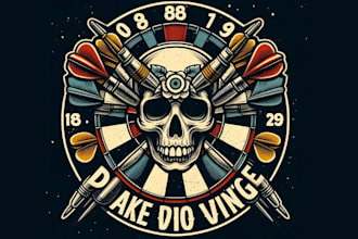 make custom vintage skull darts logo