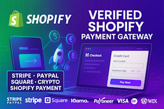 setup verified shopify payment gateway paypal stripe square to your store