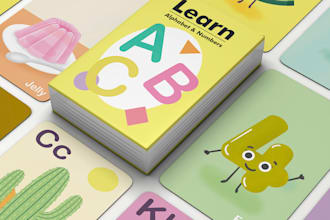 design educational cards, flash cards, memory cards, matching cards, rule box