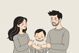 turn your family photo to be a minimalist vector portrait