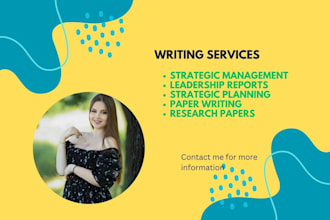 write strategic management, sustainability, supply chain leadership and reports
