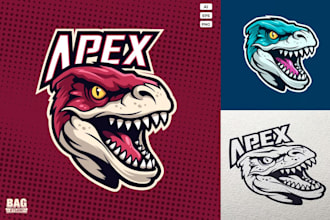 make raptors mascot dinosaur gaming logo