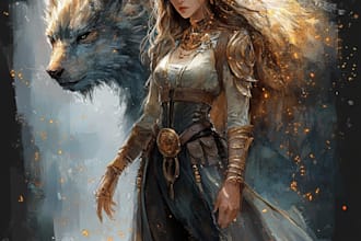 create dnd art, fantasy illustration, character, dnd party, sci fi