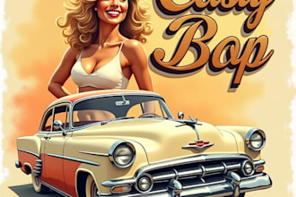 design high quality lady classic car print logo with fastest delivery