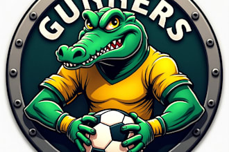 design high quality crocodile gunners mascot logo with unlimited revision