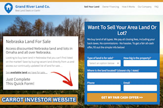 create investor carrot real estate landing page website