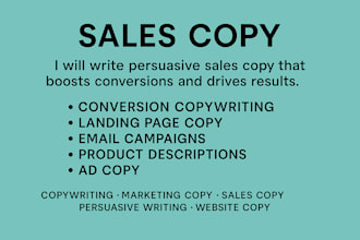 be your expert copywriter for sales pages, landing pages, ads, vsl, and emails