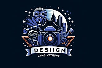 design retro photography film production logo