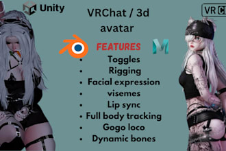 create a custom vrchat avatar, 3d avatar, vrc avatar and vr character