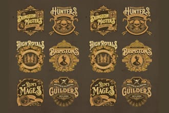 do vintage retro logo with hand drawn illustration