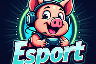 design high quality pig esport mascot logo with fastest delivery