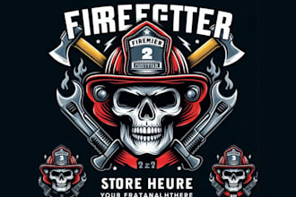create custom fireman skull firefighter logo