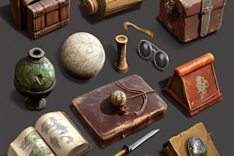 3d model objects, props and weapons