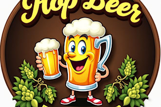 design high quality beer cartoon mascot logo with unlimited revision