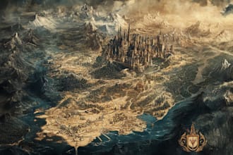make fantasy map illustration for dnd, novels and games