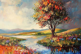 draw realistic oil paintings, landscape, digital art