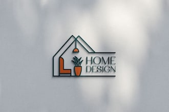 design 3d realistic office interior branding wall logo mockups
