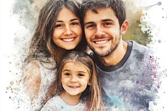 paint watercolor family portrait wedding portrait