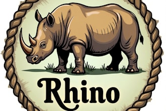design high quality rhino vintage and rustic logo with express delivery
