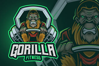 design gaming gorilla fitness mascot logo