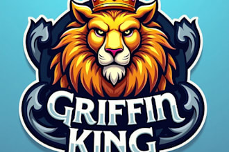 design high quality griffin king mascot logo with fastest delivery