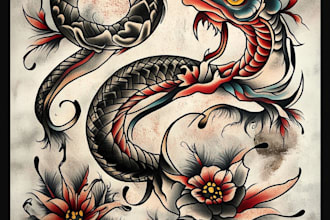 make you a traditional old school tattoo style design