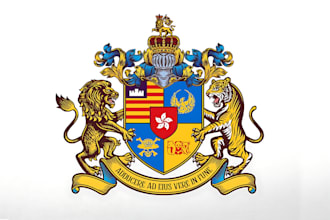 do a luxurious vintage heraldic logo, coat of arms or family crest design