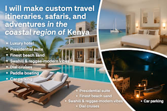 make custom travel itineraries, safaris, and adventures to kenya