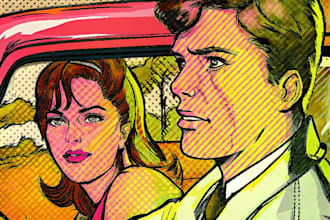 draw in comic style and retro colors