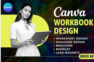 do canva ebook design, one pager, brochure, magazine, workbook whitepaper design