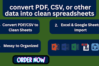 convert PDF, CSV, or other data into clean spreadsheets