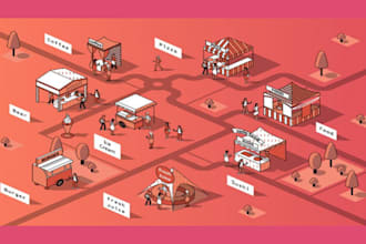 design modern 3d vector, rv, city, travel, event maps, and detailed site plan